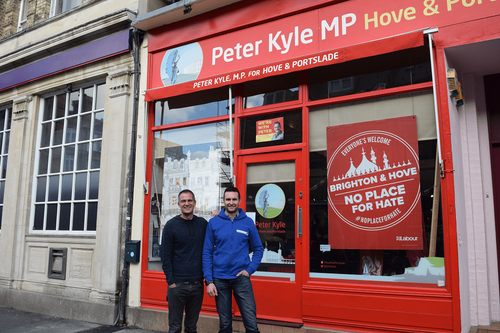 Peter Kyle, MP for Hove, with VoluntEars Director Richard Clowes